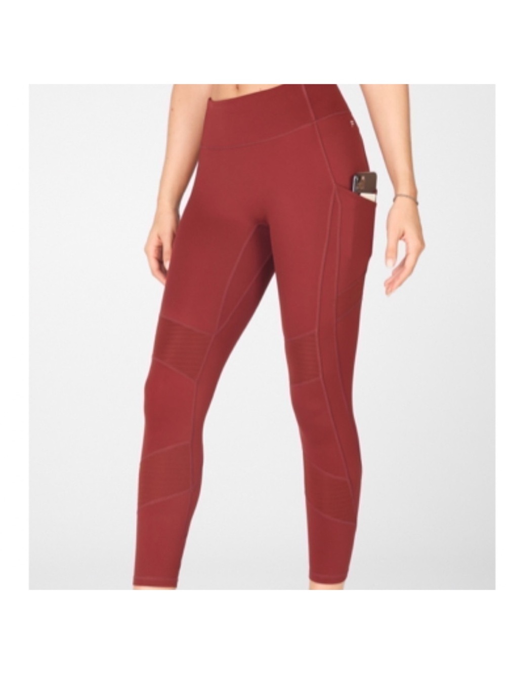 NWT Fabletics Deep Red High-Waisted Moto 7/8 Leggings